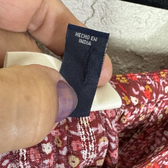 Cottagecore Milkmaid Peasant Top Sz Med Red Floral Puff Sleeves Smocked Coquette - Picture 3 of 9